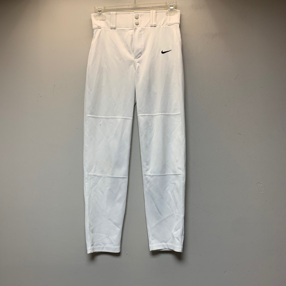 Nike Baseball Pants Youth M White Excellent Dri-FIT Reinforced Knee Athletic